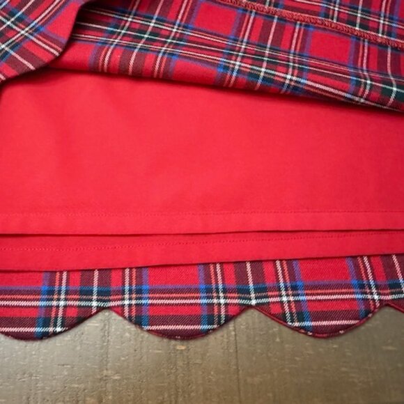Talbots Red Blue Plaid Skirt Wool Blend Scallop Hem w/ Pockets Women's Size 12P - Picture 4 of 5